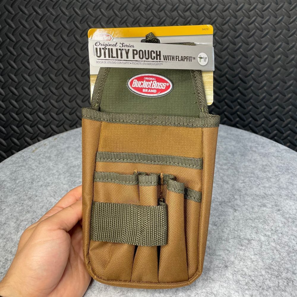 New Bucket Boss‎ Brown Olive Green Original Series Utility Pouch Work w/ Flapfit
